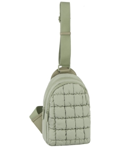 Puffy Quilted Nylon Sling Bag JYE0508 LIGHT SAGE
